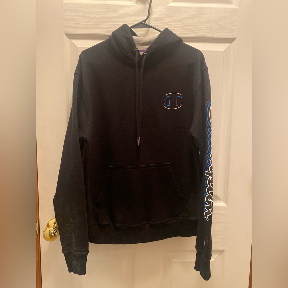 Men’s Champion Hoodie, Black, Medium, Excellent Condition